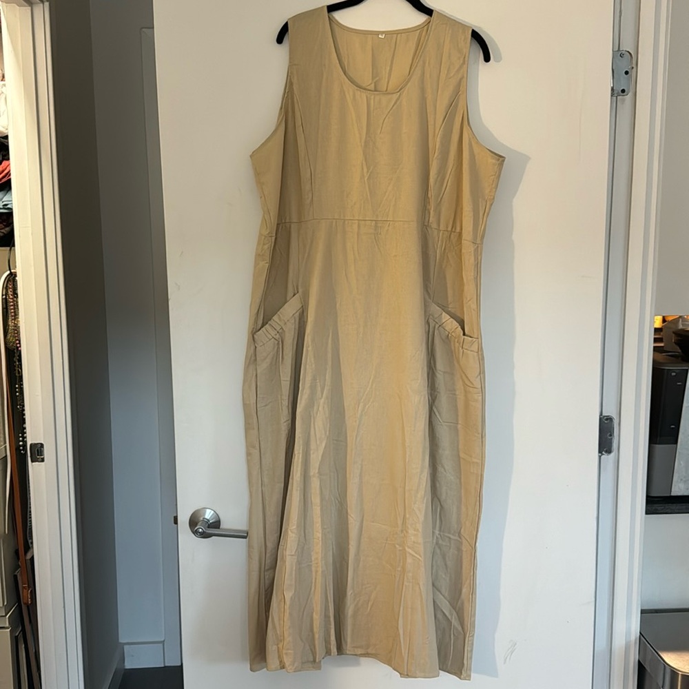 Beige linen dress 3x